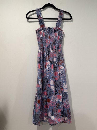 Kate Spade Garden Posy Midi Dress XS Cat Cactus Floral Garden Posy Euro Summer
