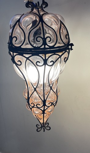 Vintage Murano Bubble Glass A Metal Pendant Light | Ceiling Light Pear Drop VGC - Picture 3 of 8