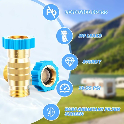 RV Hi-Flow Water Pressure Regulator 50-55 Psi, 3/4 Inch Thread Lead-Free Brass I - Picture 4 of 6
