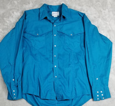 Vintage Rockmount Ranch Wear Shirt-Mens Large-Blue Western Style Pearl Snap USA