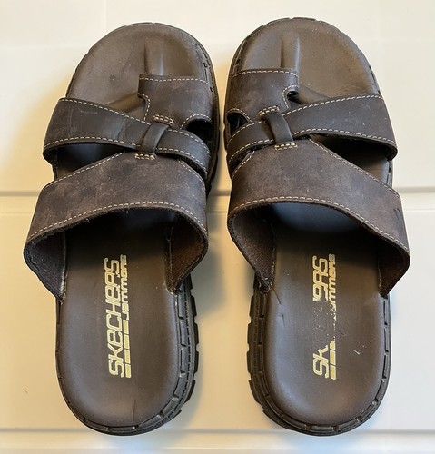 Sandali donna Skechers Jammer in pelle misura 6 Y2k marrone slip on plateau grosso - Foto 5 di 11