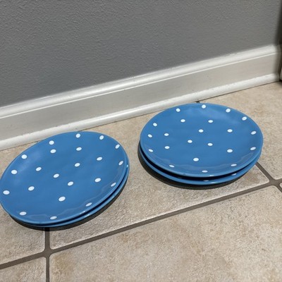 Set of 4 Maxwell & Williams Blue Sprinkle Salad Plate 8'' Polka Dots