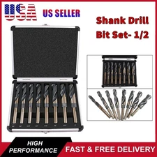8 PCS HSS Cobalt Silver and Deming Drill Bits Set Large Size 9/16 inch to 1 inch