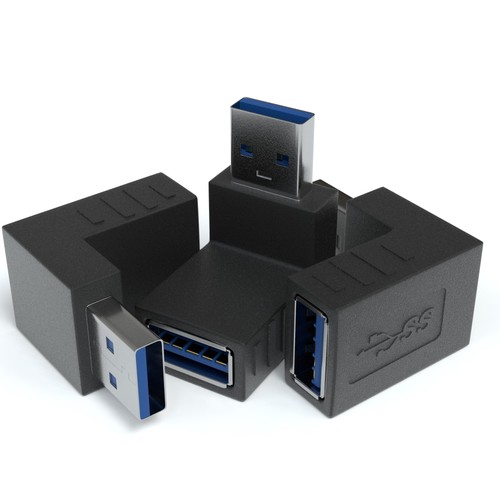 3x USB 3.0 Winkel Adapter 90° Grad Winkeladapter A Stecker zu A Buchse - Afbeelding 1 van 6