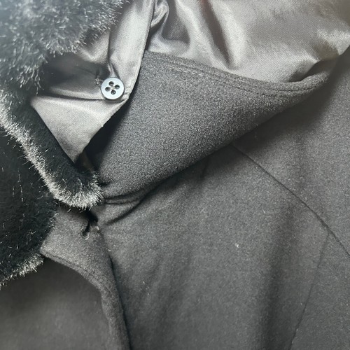 Abrigo Anne Klein para mujer negro mezcla de lana imitación piel cuello botón delantero 3X - Imagen 3 de 12