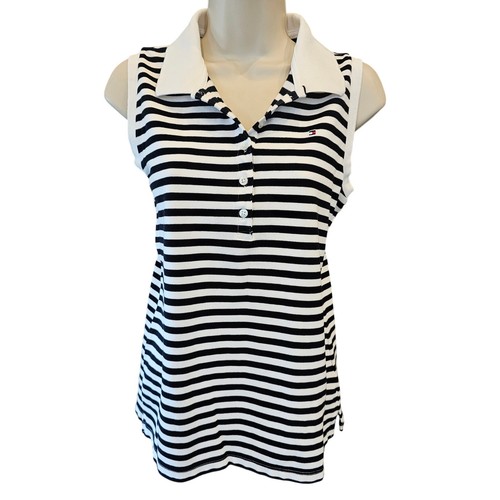 NWOT Tommy hilfiger M black white preppy polo tank top sleevless casual summer