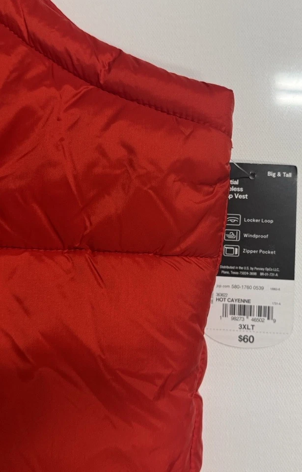 Chaleco acolchado rojo para hombre 3XL 3XLT bolsillo con cremallera Foto 2 de 4