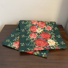 Handmade Christmas Table Runner Holly Roses Pine Floral Pink Red Green Cottage