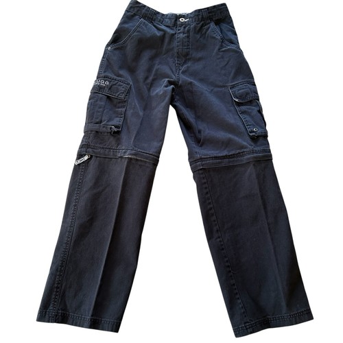 Plugg Boys Convertible Cargo Pants Size 14 Zip Off Shorts 28" Inseam Black