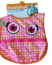 BooginHead Baby Toddler Monster Bib with Zippered Pouch Easy to Wipe Off NEW