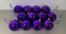 Lot Of 12 Purple Christmas Ornaments Shatterproof Balls - 2 1/2  