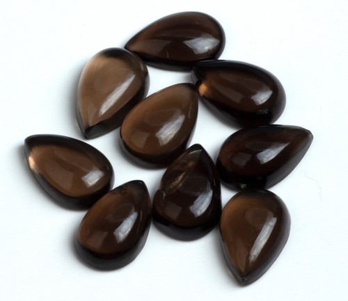 Piedras preciosas sueltas de cuarzo natural AAA pera ahumada parte posterior plana para hacer todas las joyas