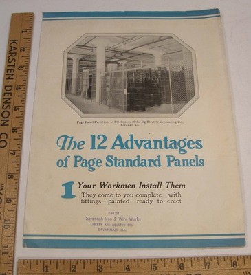 VINTAGE BROCHURE CHAIN LINK PANEL PARTITIONS PAGE STEEL & WIRE CO BRIDGEPORT CT