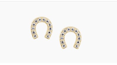 Sahira Jewelry Lucky Stud Horseshoe Earrings 18k Plate Over Sterling Silver New