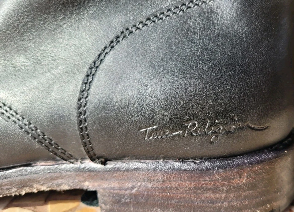 Vintage 90s TRUE RELIGION MADE IN ITALY LEATHER STRAP& ZIP COMBAT BOOTS SZ 43-9 - Bild 3 von 4