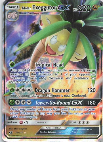 Alolan Exeggutor GX Holo Ultra Rare SM - Crimson Invasion 74/111 HP
