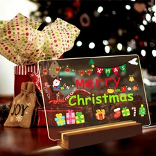 LED Note Board with 7 Colors Pen, Light Up Dry Erase Board Christmas Creative...
