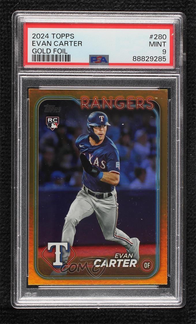 2024 Topps Series 1 Gold Foil Evan Carter #280 PSA 9 MINT Rookie RC 1l2n