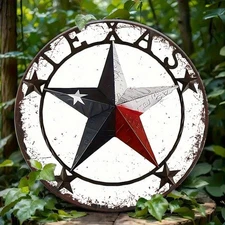 Texas Star Vintage Compass Design Rustic Metal Finish Wall Art