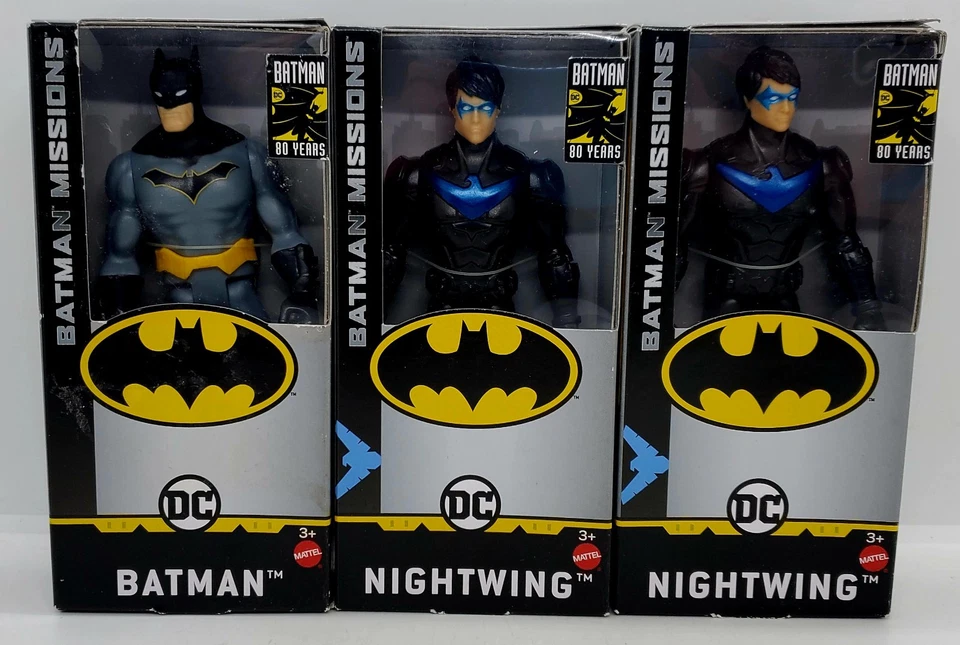 Brand New! LOT of 3 Batman Missions Action Figures Set NIGHTWING & BATMAN Mint🔥 - Image 2 of 4