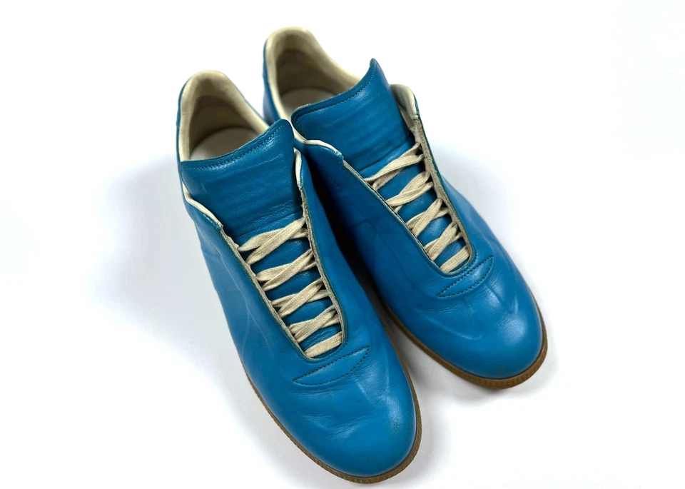 Auténticas zapatillas bajas de cuero azul réplica MAISON MARGIELA GAT para hombre talla 45 US12 Foto 4 de 4