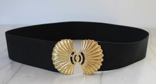 Woman's 80's Glam Wide Stretch Belt Shell Motif Vintage