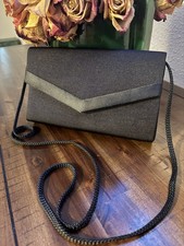 Signed Andr Cellini Black Ribbed Material Evening Handbag.