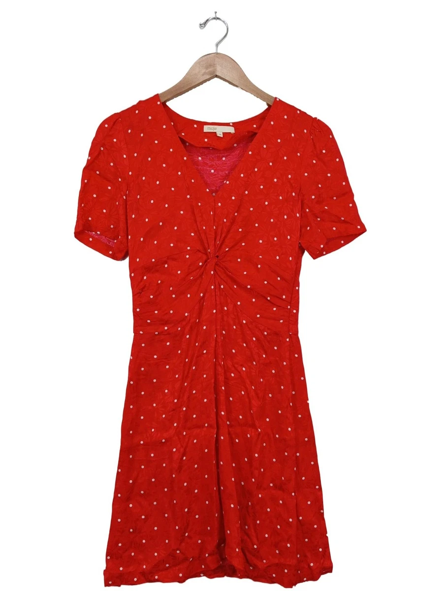 Robe Maje Modèle Grease Jamie T3 Rouge Orangé - Neuve Sans étiquettes, Taille 3, Style Décolleté Et évasé Pour Soirée