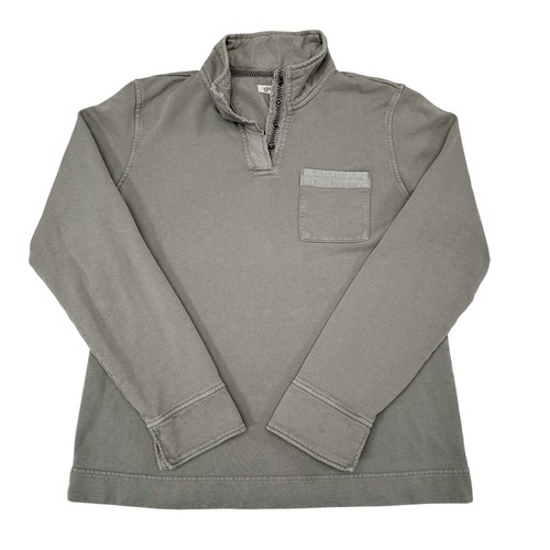 Orvis Henley Sweatshirt Damen Gr. Medium Grau Pullover Druckknopf Brusttasche