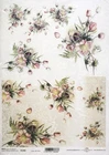 Pink Floral Bouquet & Lace A4 Decoupage Rice Paper, Shabby Chic Flowers - R1360