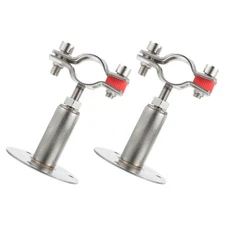 2 Pcs Adjustable Stainless Steel Pipe Clamp Bracket For Wall Mount Pipe Support