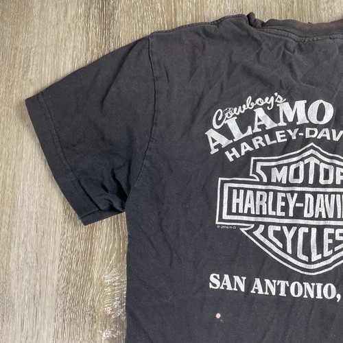 Harley Davidson Born to Ride Alamo TX T Shirt Medium Black Distressed Thrashed - Picture 10 of 16