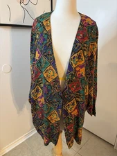 Vintage Abstract Geometric Freeform Coverup, Rayon, Unsized