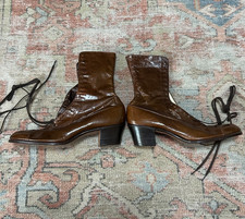 Victorian Walk Over "Princess Pat" Brown Leather High Top Lace-up Boots UNWORN