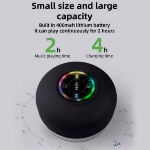 Waterproof Bluetooth Wireless Shower Speaker Bathroom Speaker LED Light ...