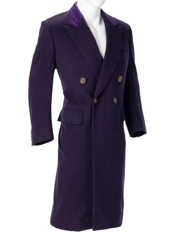 Casaco Coringa Jack Nicholson Feito à Mão – Batman 1989 Fantasia de Lã Roxa Trincheira - Imagem 4 de 4