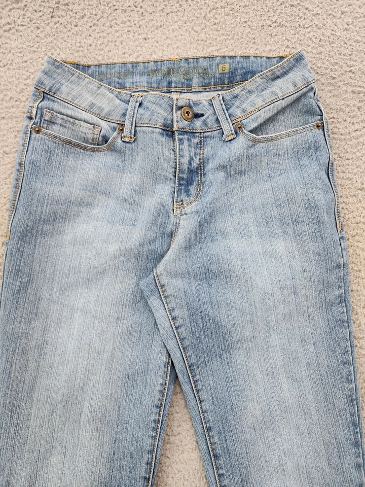 Pantalones de mezclilla para mujer 6 azules de pierna recta vintage ligeros tiro bajo 26X31 Foto 2 de 4