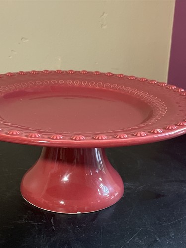 Bordallo Pinheiro Red Fantasy Fantasia 8.75 Cookie/Treat Plate with Pedestal - Picture 11 of 11