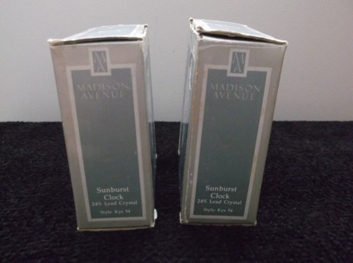 Vintage Pair of Madison Avenue Crystal Sunburst Desk Clocks - Picture 2 of 5