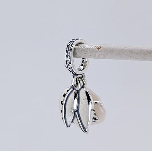 Ciondolo doppio pendente nuovo 100% autentico PANDORA 925 rosa bianca in fiore 793200C01 - Foto 6 di 8