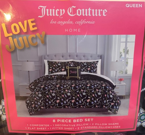Juicy Couture Jewelery Gems Crowns QUEEN Bed Set Comforter, Shams, Sheets,Pillow - Picture 9 of 9