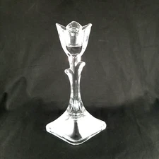 Toscany 24% Lead Crystal Clear Candle Stick Taper Flower Tulip Shape 8" Tall USA