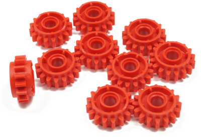 LEGO Technik - 10 Zahnräder rot mit Kupplung zweiseitig 16 Zähne / 18946 NEUWARE
