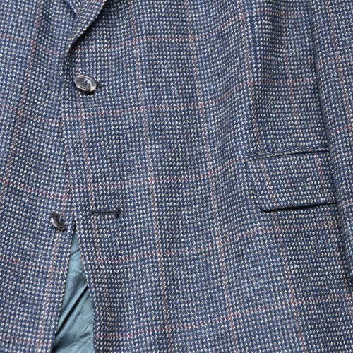 Vtg Austin Reed 48R Navy Blue Blanketweave Tweed Elbow Patch Blazer Sport Coat - Picture 3 of 12