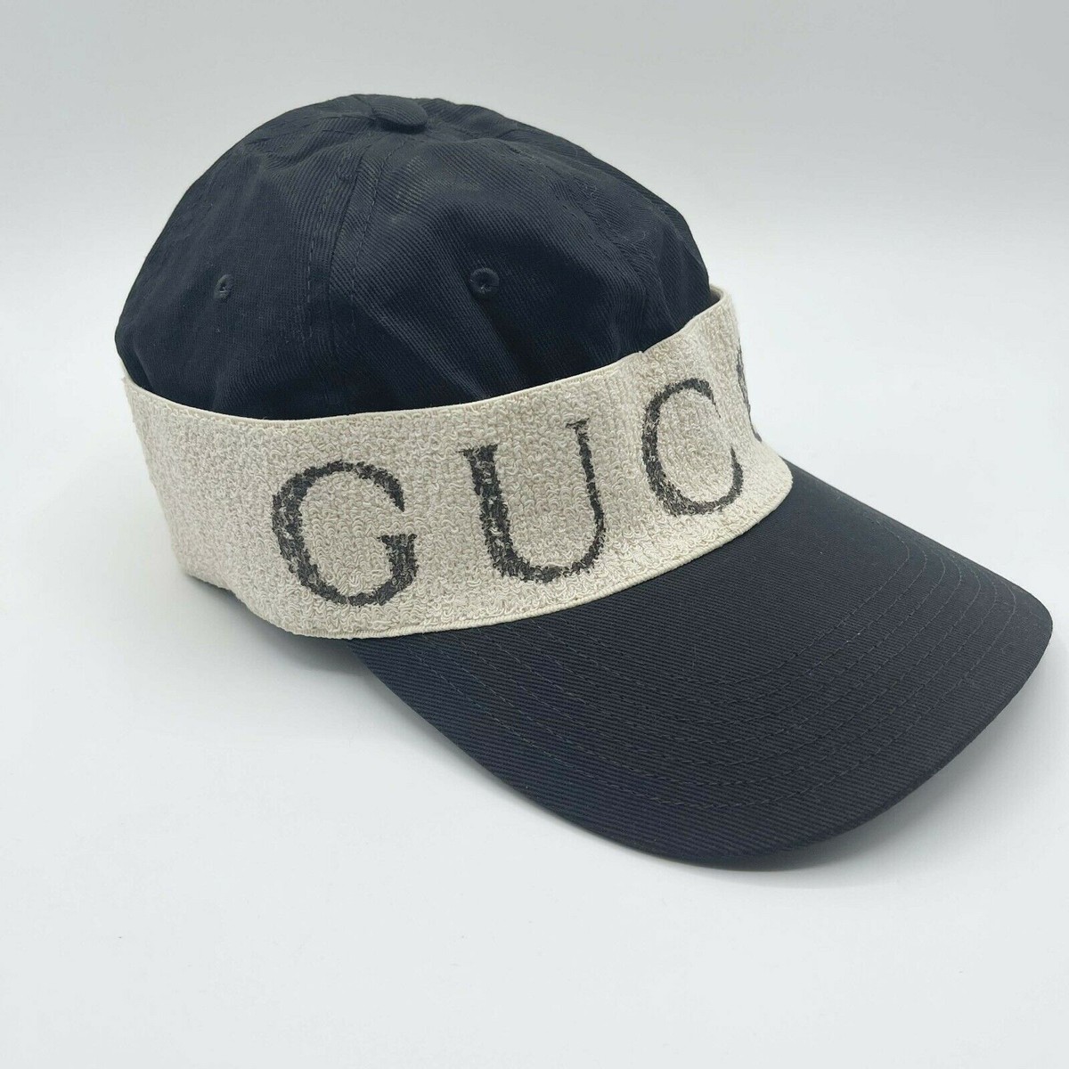 Gucci Unisex Black Canvas White Headband Cabardine Baseball Hat L