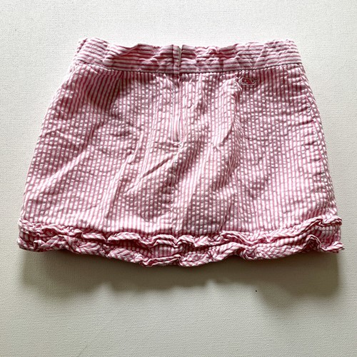 Vineyard Vines Seersucker Stripe Skirt Girl's 4T Pink White Cotton Lined Ruffle
