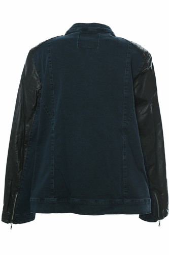 KjBRAND Jeansjacke Bikerjacke Lederimitat Damen Dunkelblau Plusgröße 44 46 50 52 - Bild 3 von 4