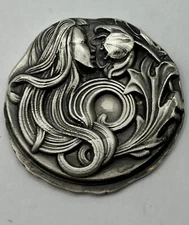 1 Oz MK BarZ "The Tulip Muse" Art Nouvea Lady Stamped  .999 Fine Silver Bar