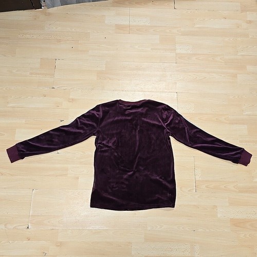 Adidas womens sweatshirt size 8 velvet velour style jumper burgundy trefoil - Picture 10 of 14