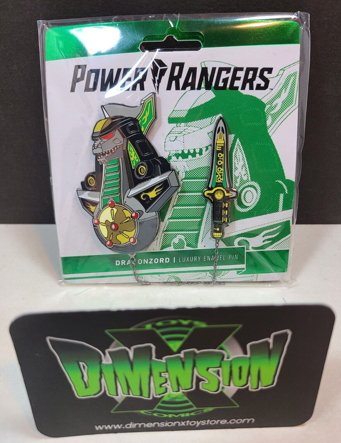 MIGHTY MORHPIN POWER RANGERS DRAGONZORD ENAMEL PIN BUST LAPEL CHAIN